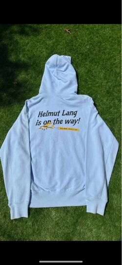 Helmut Lang Baby Blue Graphic Hoodie size large