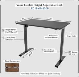 Electric Height Adjustable Standing Desk EC1B+R4830 New in Boxes