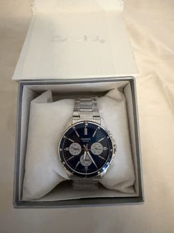 Casio Silver & Blue Men's Watch + Original Box