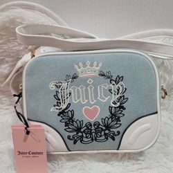  Juicy Couture Light Washed Denim Heritage Crossbody Brand New With Tags 