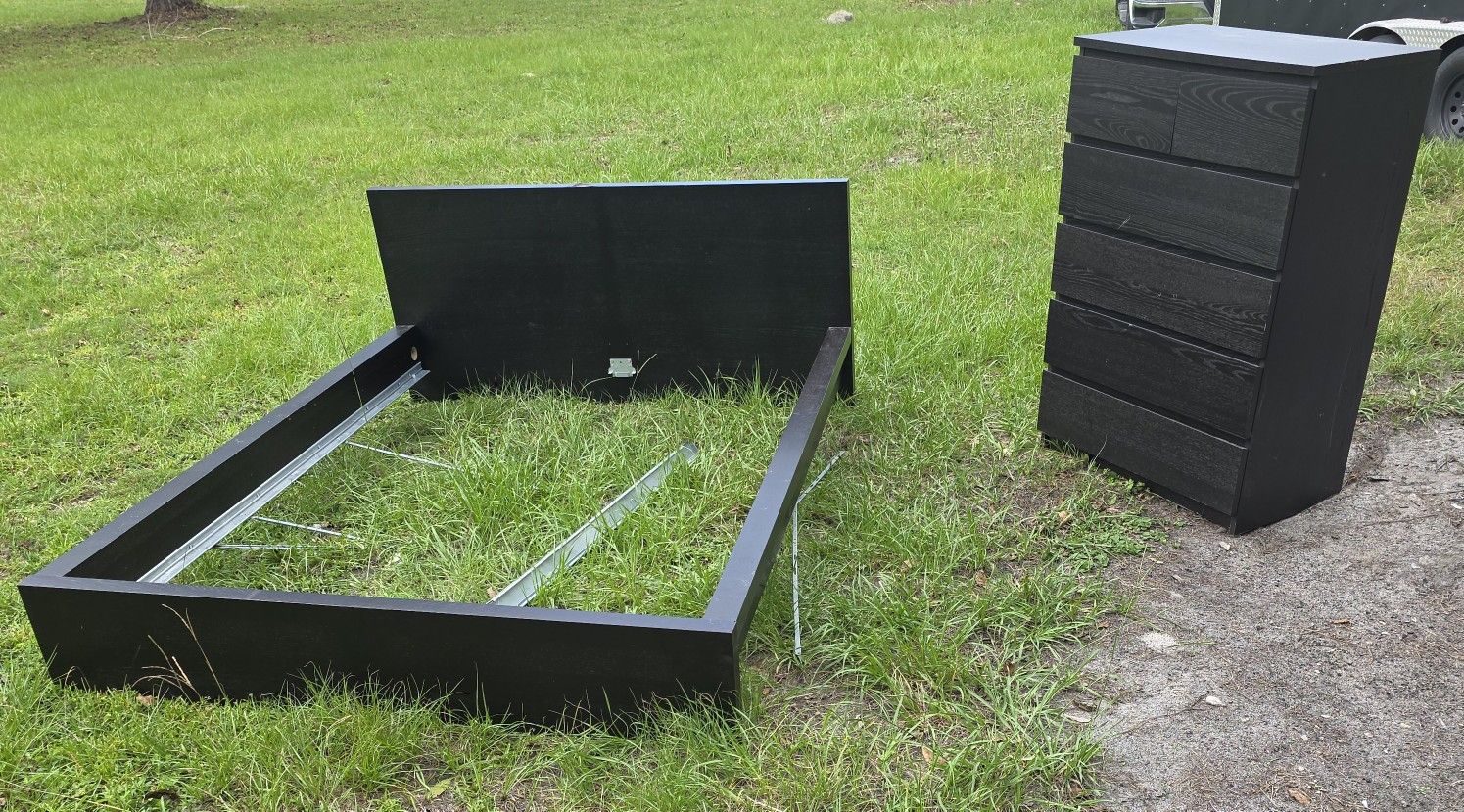 Black Ikea Malm Full Size Bed Frame w/ Slatted Bed Base