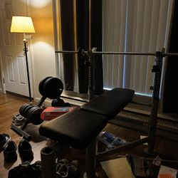 Adjustable Bench Press With Full Weight Set Included 