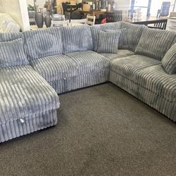 Teddy Bear Fabric Sectional With Sleeper 