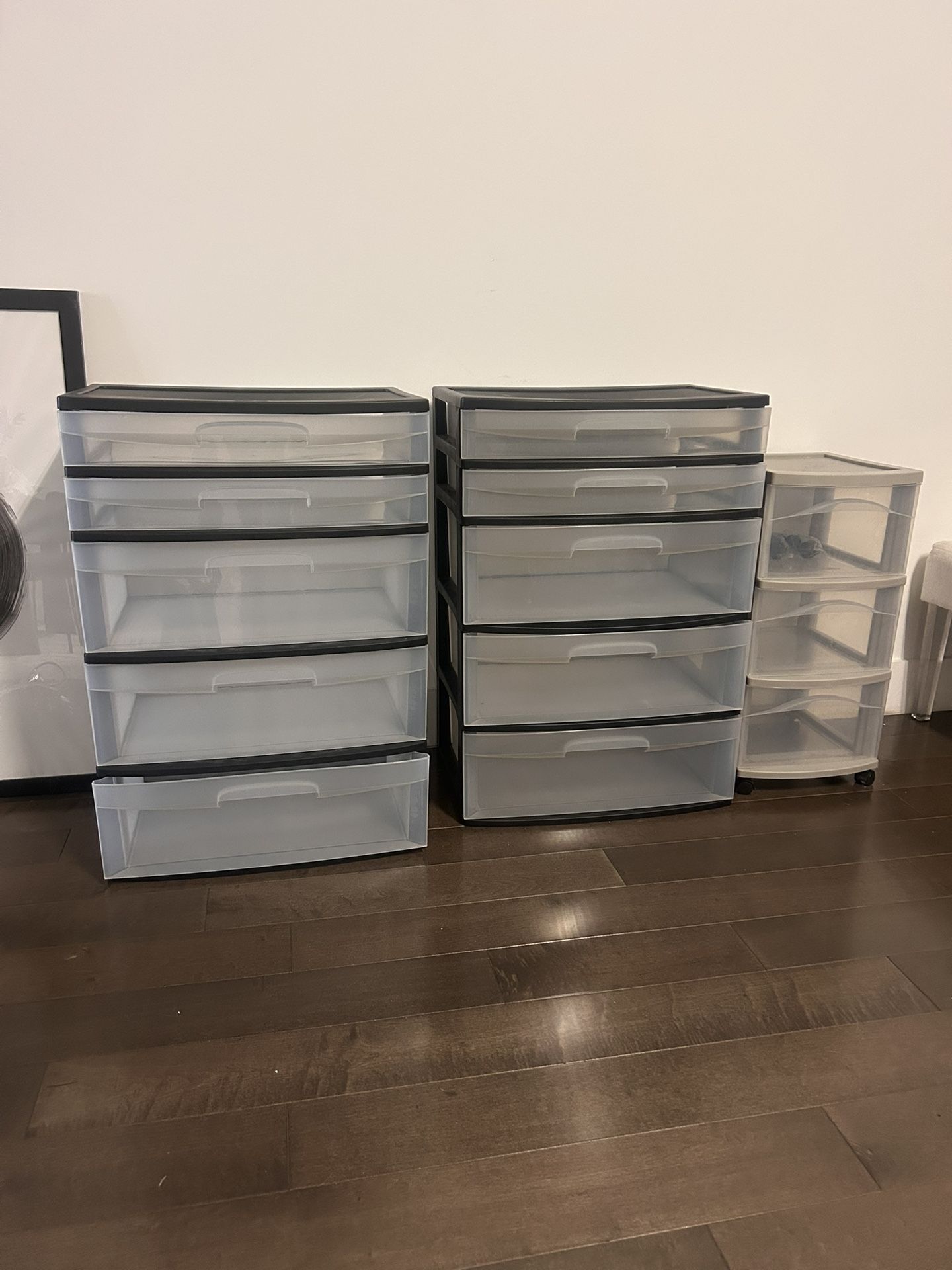 Set Of 3 Steralite Organizer Drawers Dresser Plastic Large And Small