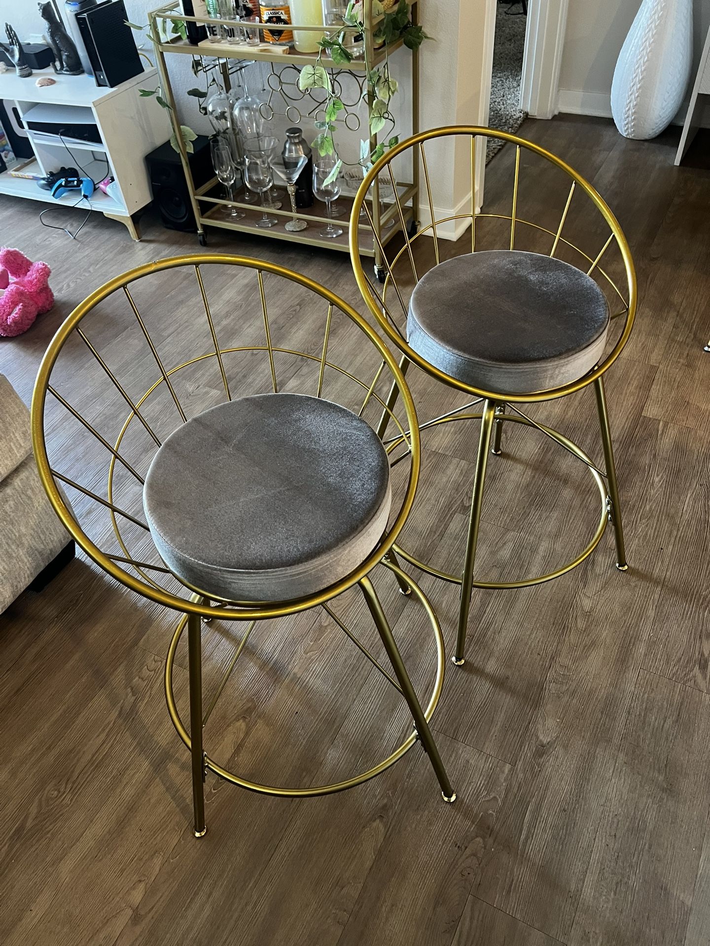 Bar Stools Set of 2, Adjustable Swivel Counter Height Bar Stools