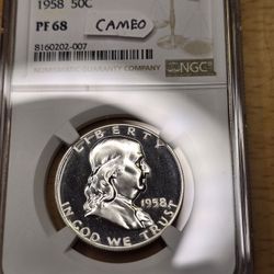 1958 Franklin Half Dollar Proof 68