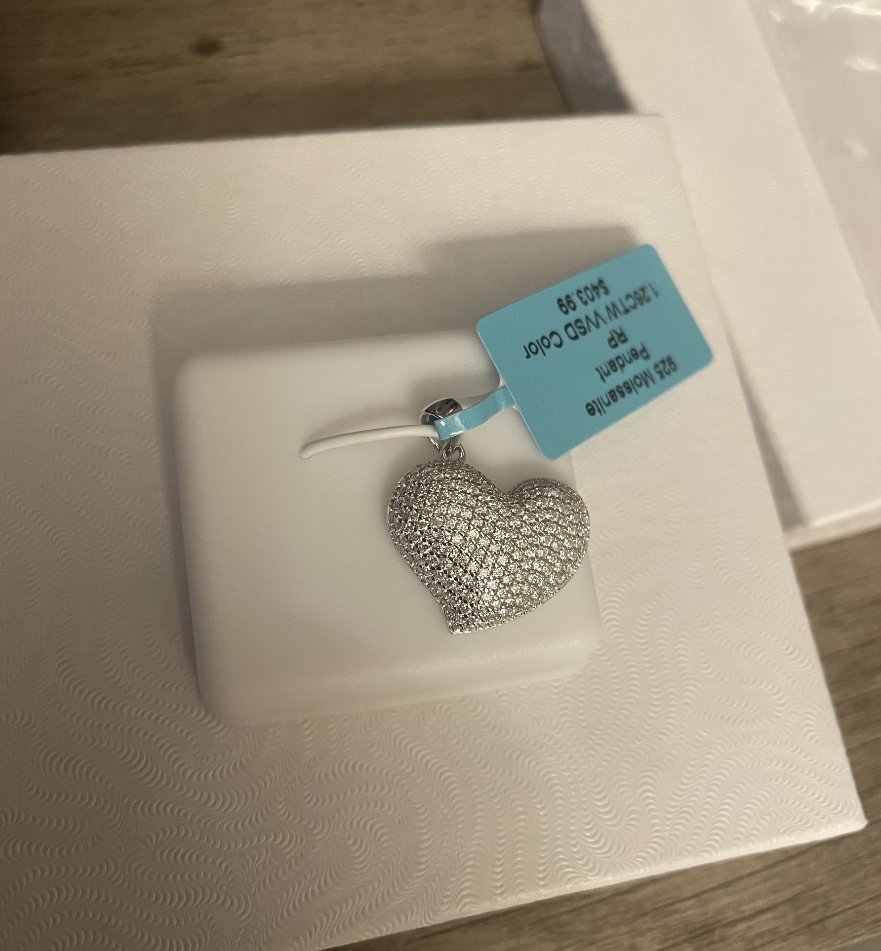 925 Sterling Silver Moissanite Heart pendant