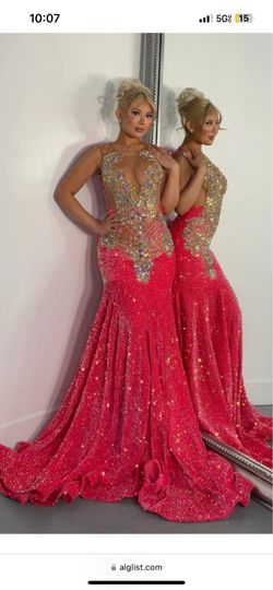 Pink bedazzled prom dress from Aglist custom size 2xl