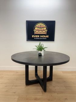 Black Waterfall Round Dining Table - Mid-Century Modern 