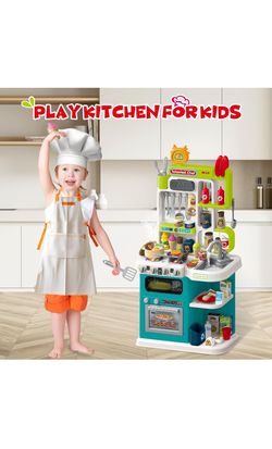 Kids Kitchen Playset,Play Kitchen for Kids Toddler with Sounds and Lights, Cooking Stove Steam,Play Sink,Play Food and Kitchen Accessories,Toy Kitchen