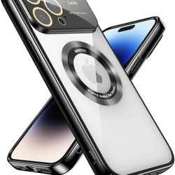 MOONCASE Magnetic Clear for iPhone 14 Pro Max Case [Compatible with MagSafe] [Full Camera Lens Protector] [Non Yellowing] Silicone Thin Anti Scratch C
