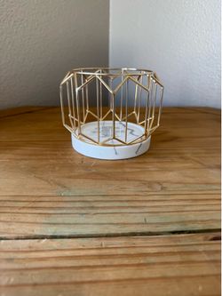 Bath & Body Works golden metal candle holder