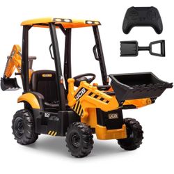 🟢 12V JCB Electric Backhoe Loader Toy Car 