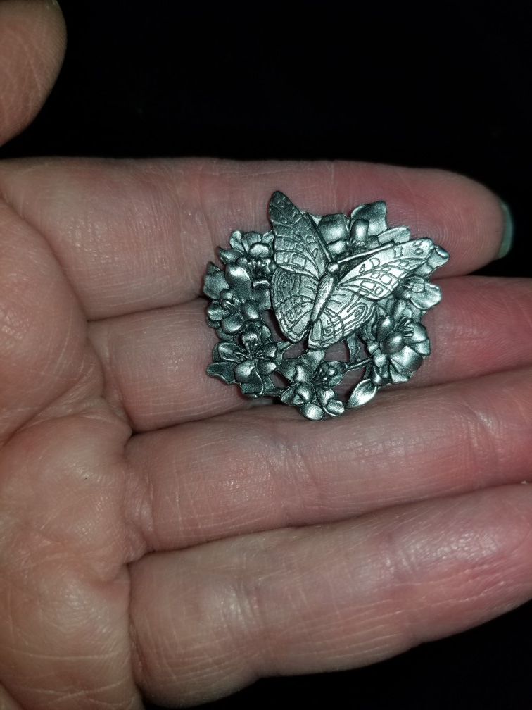 Birds & Blooms limited edition pewter butterfly pin