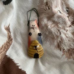 Cat And Honey Bee Ornament