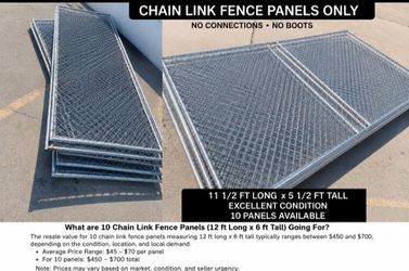 6x12 long chain link fence pannels no connections