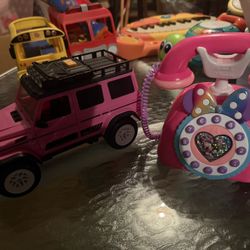 Toddler Kids Toys Pink Minnie Mouse Phone G Wagon Car