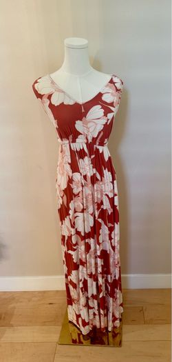 Rust Floral V-Neck Maxi Dress Size Small Maternity