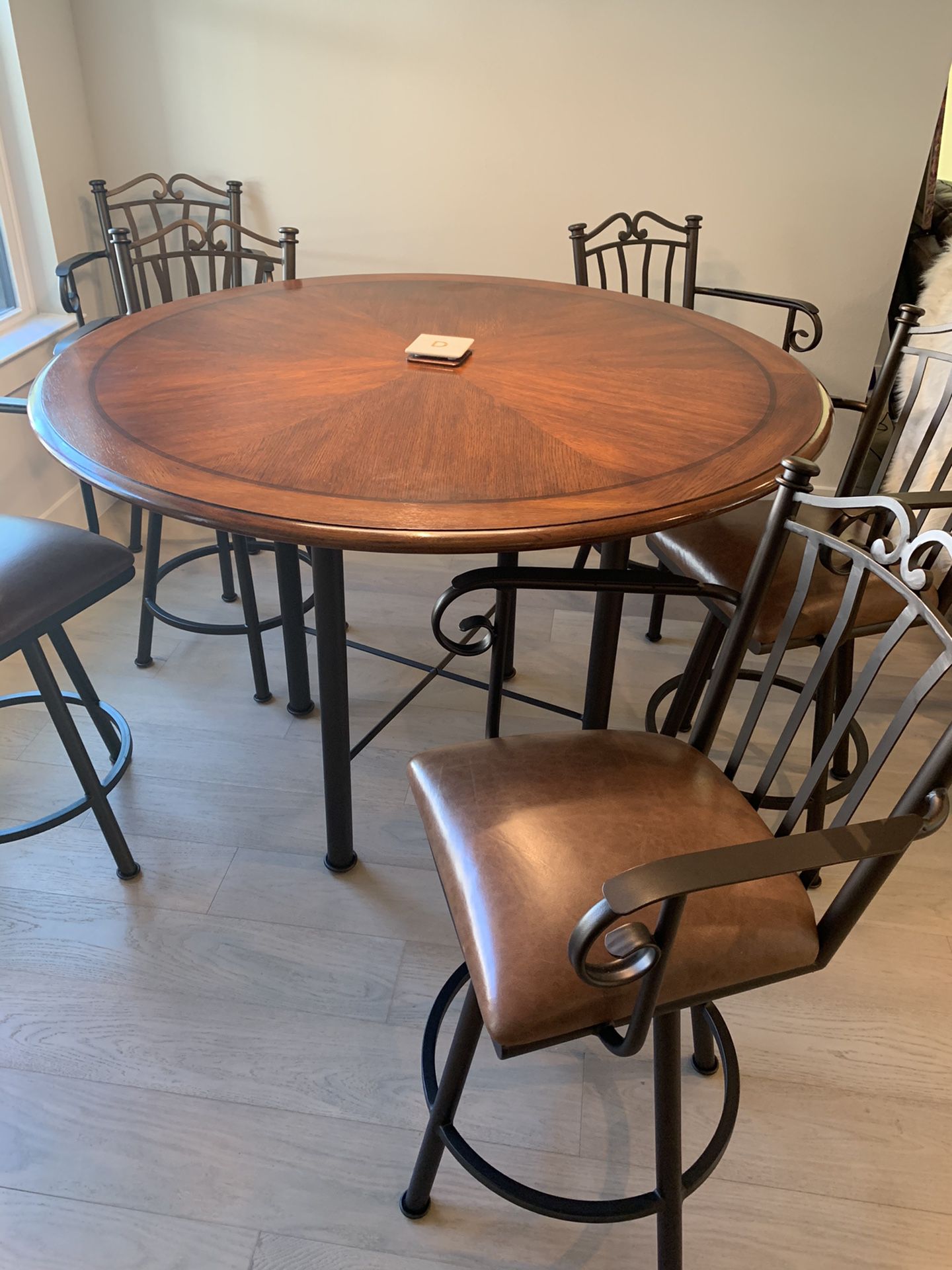 Dining Room Table -Wooden with 6 swivel chairs