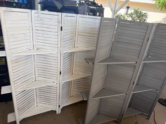 4 panel room dividers with shelves (2 options)