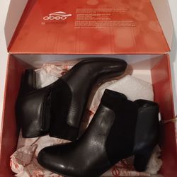 New Women's Abeo B.I.O. System Black Leather Ankle Boots Size 9