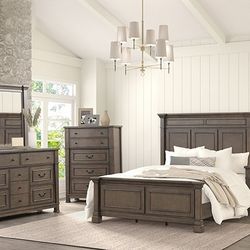 Brand New Dark Walnut 4pc Queen Size  Bedroom Set