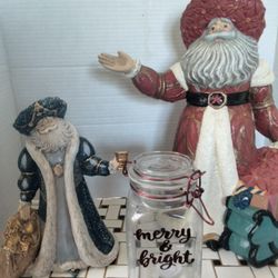 Christmas Santa's And Candy Jar
