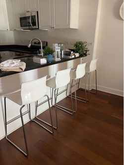 Brand New White/Chrome Bar Chairs