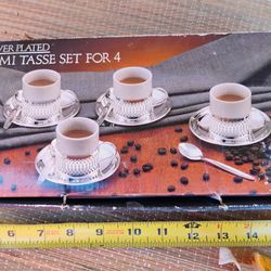 Silver Plated Demi Tasse Set For 4" by Paul Revere Silversmiths