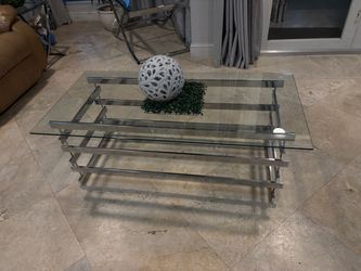 Modern Glass and Chrome Coffee Table