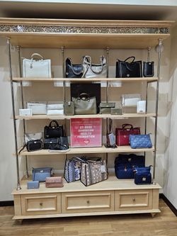 Brighton purse rack with shelves and accessories table