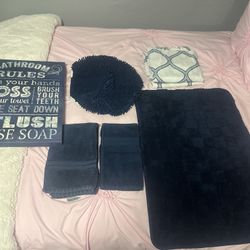 Bathroom Decor Set (blue & white)