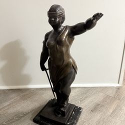 Lady Justice Large Solid Bronze Sculpture 23" Tall 19th Century Rare