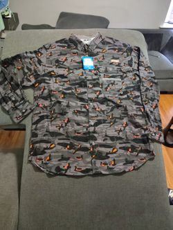 Columbia Shirt Mens XL Brown Hunting PHG Long Sleeve Duck Outdoor