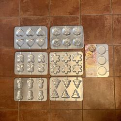 Set of 11 Wilton Cookie on a Stick Candy Mold Baking Pans holiday