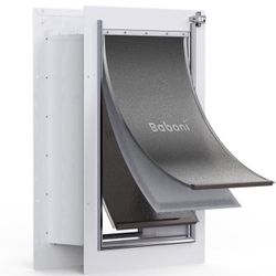 3-Flap Pet Door for Wall, Steel Frame and Telescoping Tunnel, Aluminum Lock, Double Flap Dog Door and Cat Door, Strong and Durable (Pets Up to 100 Lb)