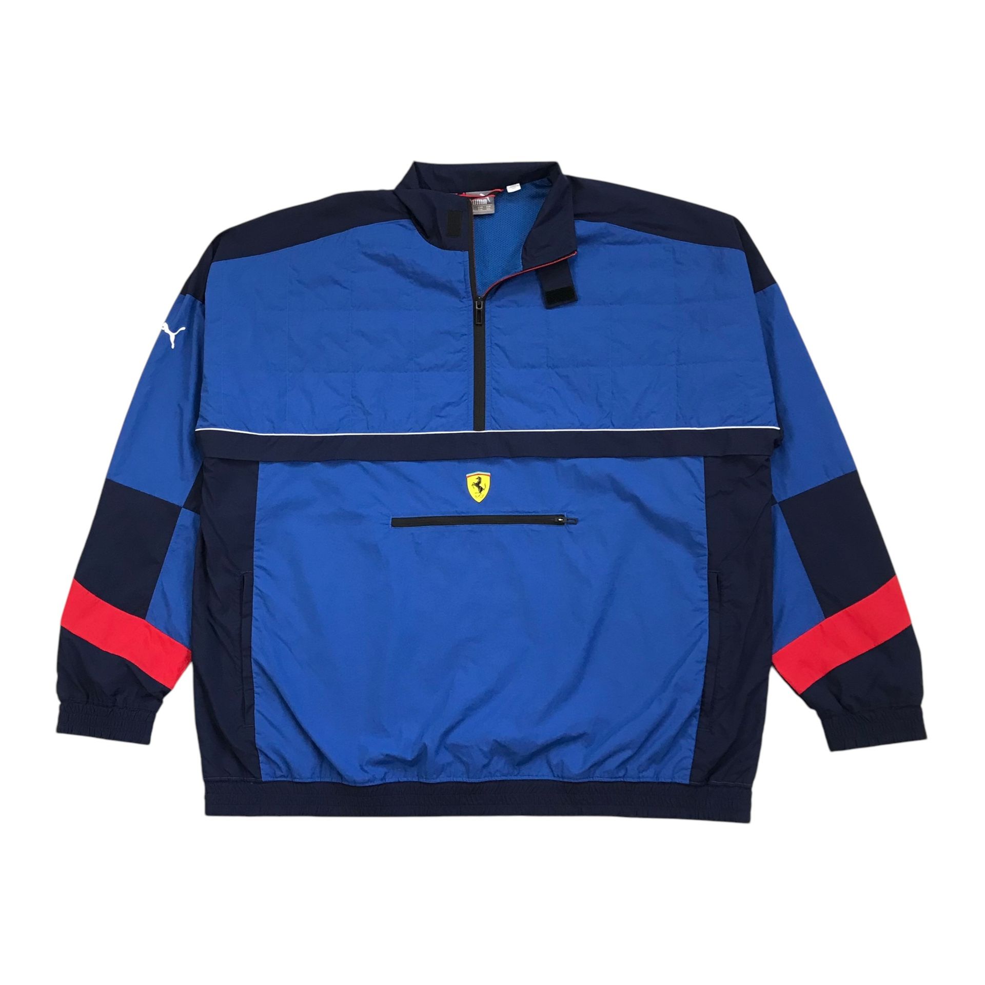 Puma Scuderia Ferrari Street Windbreaker Jacket 2XL XXL Blue Woven
