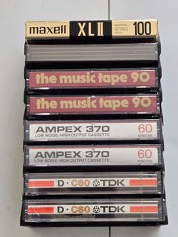NEW Premium vintage Cassette Tapes TDK Kmart Maxell XLII AMPEX w/ Rack lot of 8