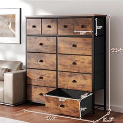 New in box✅ Dresser for Bedroom with 12 Drawers, Fabric Dressers & Chest of Drawers rustic brown
