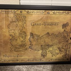 Game Of Thrones Framed Map Poster