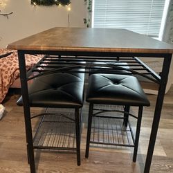TrailBlaze Rectangular Dining Table Set for 4, Wooden Kitchen Table Set of with Upholstered Bench and Stools