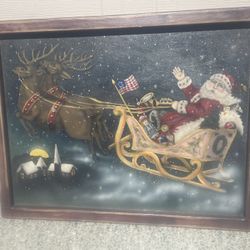 Christmas Wood Santa Painting