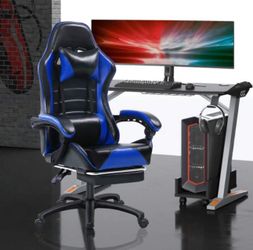 Gaming Chair With Footrest PU Leather