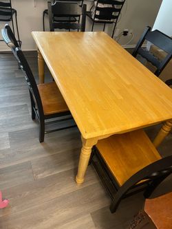 Wood table with 4 wooden chairs