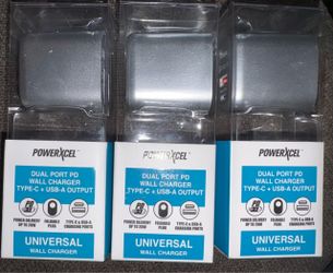 PowerXcel Dual Port PD Wall Charger – Lot of 3
