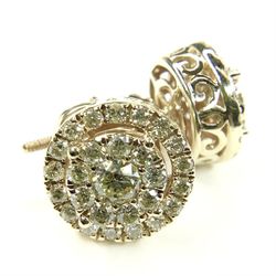 10K Yellow Gold Champagne Diamond Earring Screw Back Studs 