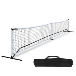 22FT Portable Pickle ball Net Soccer Tennis Net Game Set System with Metal Frame Stand Area Signs and Carrying Bag  