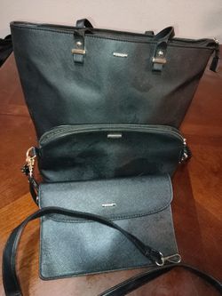 LOVEVOOK 3-Piece Matching Handbag Set - Black Saffiano