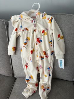 Carter's Baby Floral Fleece  Hooded Footie