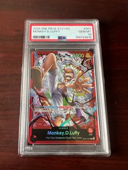 PSA 10 Monkey D. Luffy ST21-001 One Piece Card Pokemon tcg